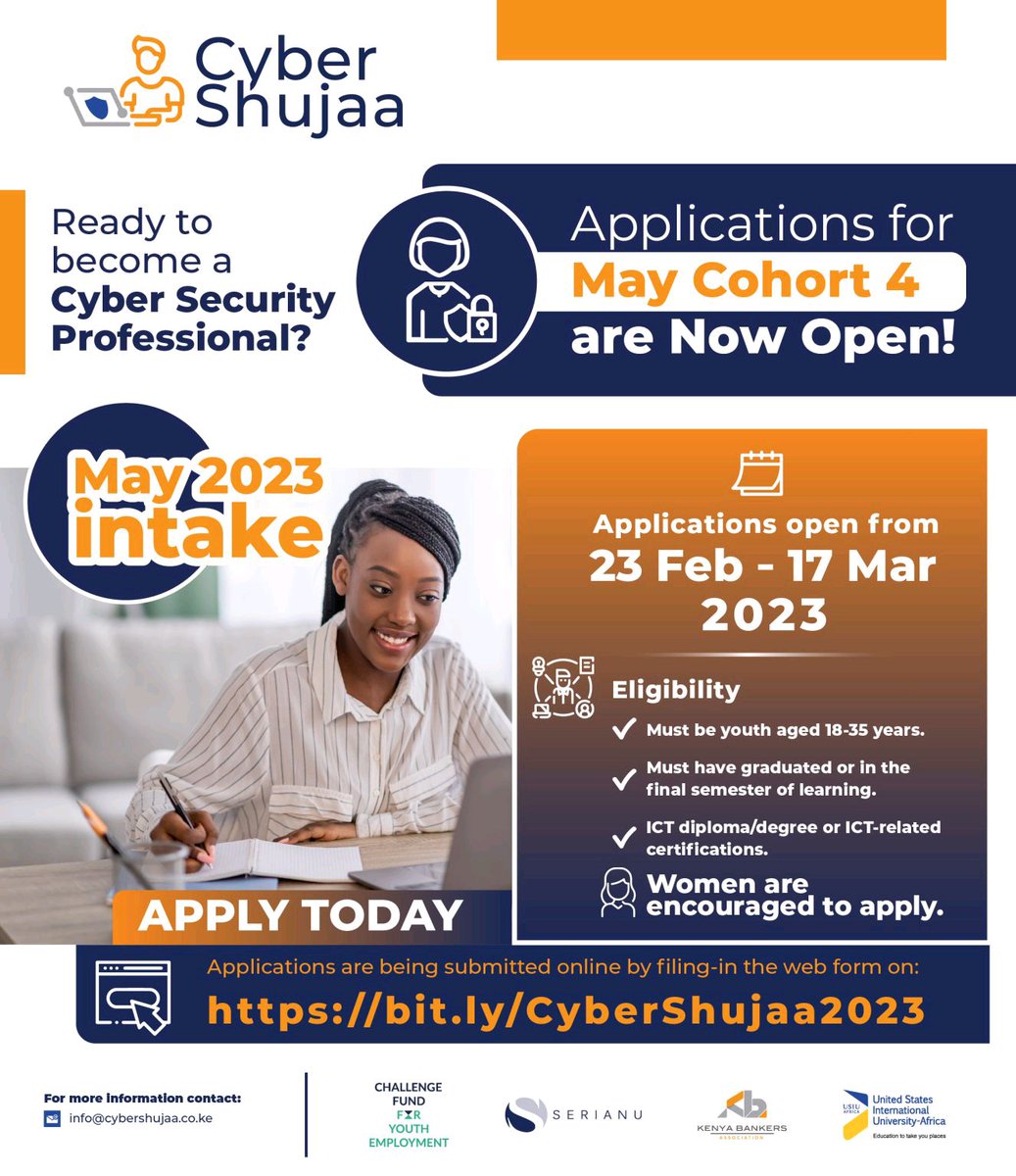 Applications for the next Cyber Shujaa's next cohort are open. If you or anyone you know is interested in starting a career in Cybersecurity, give it a shot.