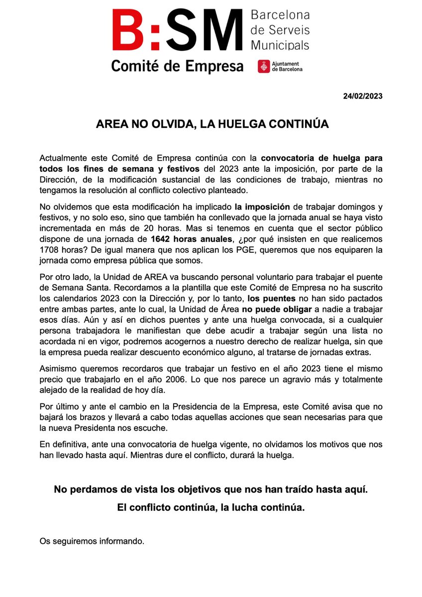 La #Huelga en #BarcelonadeServeisMunicipals continúa #BSMenlucha #BSMenlluita #Vaga #Barcelona <a href="/laiabonetrull/">Laia Bonet</a> <a href="/jaumecollboni/">Jaume Collboni</a>