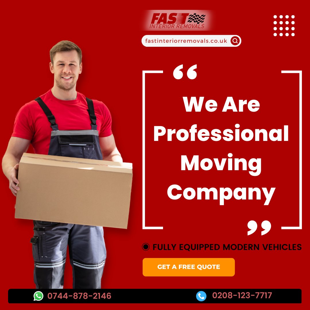 Ready To Get Moving? Get Your Free Quote
Our in-house team of professional movers &amp; packers will carefully pack &amp; handle your possessions using protective packing materials and specialist crates, to make your move smooth and stress-free.

👉 fastinteriorremovals.co.uk
📞 02081237717