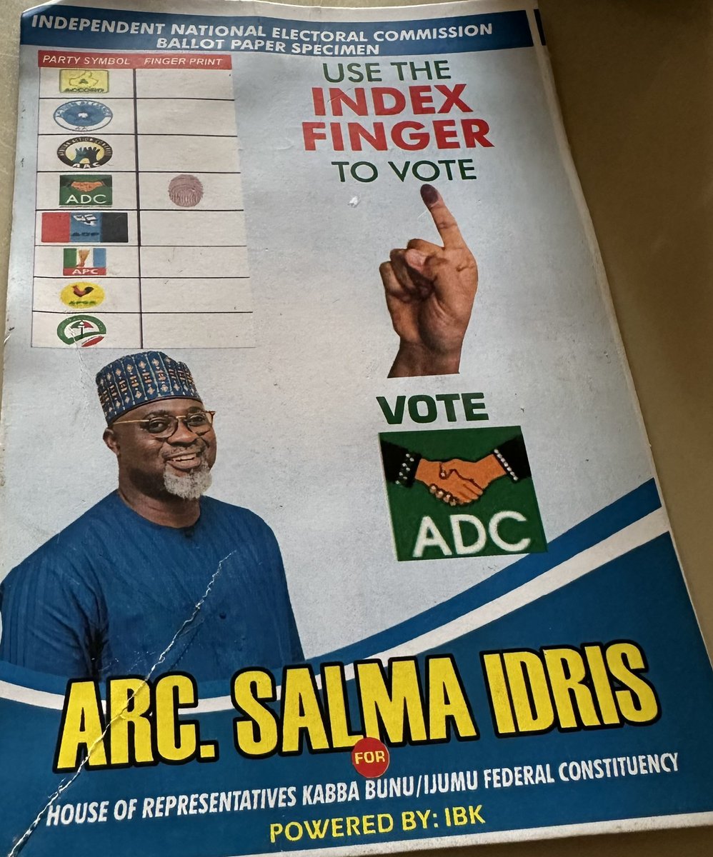 If you are voting in Kabba Bunu/Ijumu Federal Constituency 
Kindly vote Honorable Salman Idris for House of Rep (ADC Party)
He’s a good man