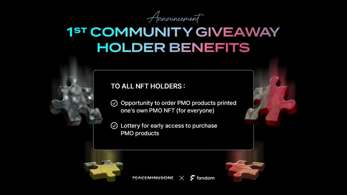fandomcreator_'s tweet photo. 🎁the 1st benefit of PEACEMINUSONE NFT!
To all NFT holders
🤟Opportunity to order PMO products printed on one's own PMO NFT
🤟Lottery for early access to purchase PMO products
*Benefits will be released every week 👀
Stay tuned for more updates!
#fandomstudio #PEACEMINUSONE https://t.co/UG7krAgjN1