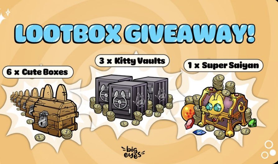 • WE'RE SO HAPPY TO SEE EVERYONE
HAVING FUN WITH THE #BigEyesLoot BOXES!
So, we're giving away 10 of them
For your chance to win:
<a href="/RT/">RT</a>
4 Tag 3 friends
Comment your wallet address
You have until Monday 27th Feb, good luck!