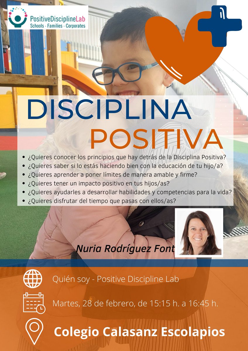 CalasanzPA's tweet photo. @nrodriguezfont, uno de los referentes más importantes en nuestro país de "Disciplina positiva", nos ofrecerá una sesión muy práctica en la que compartirá algunas claves significativas que pueden ser muy interesantes en nuestra relación educadora con nuestros/as hijos/as. https://t.co/LNemeoljGr