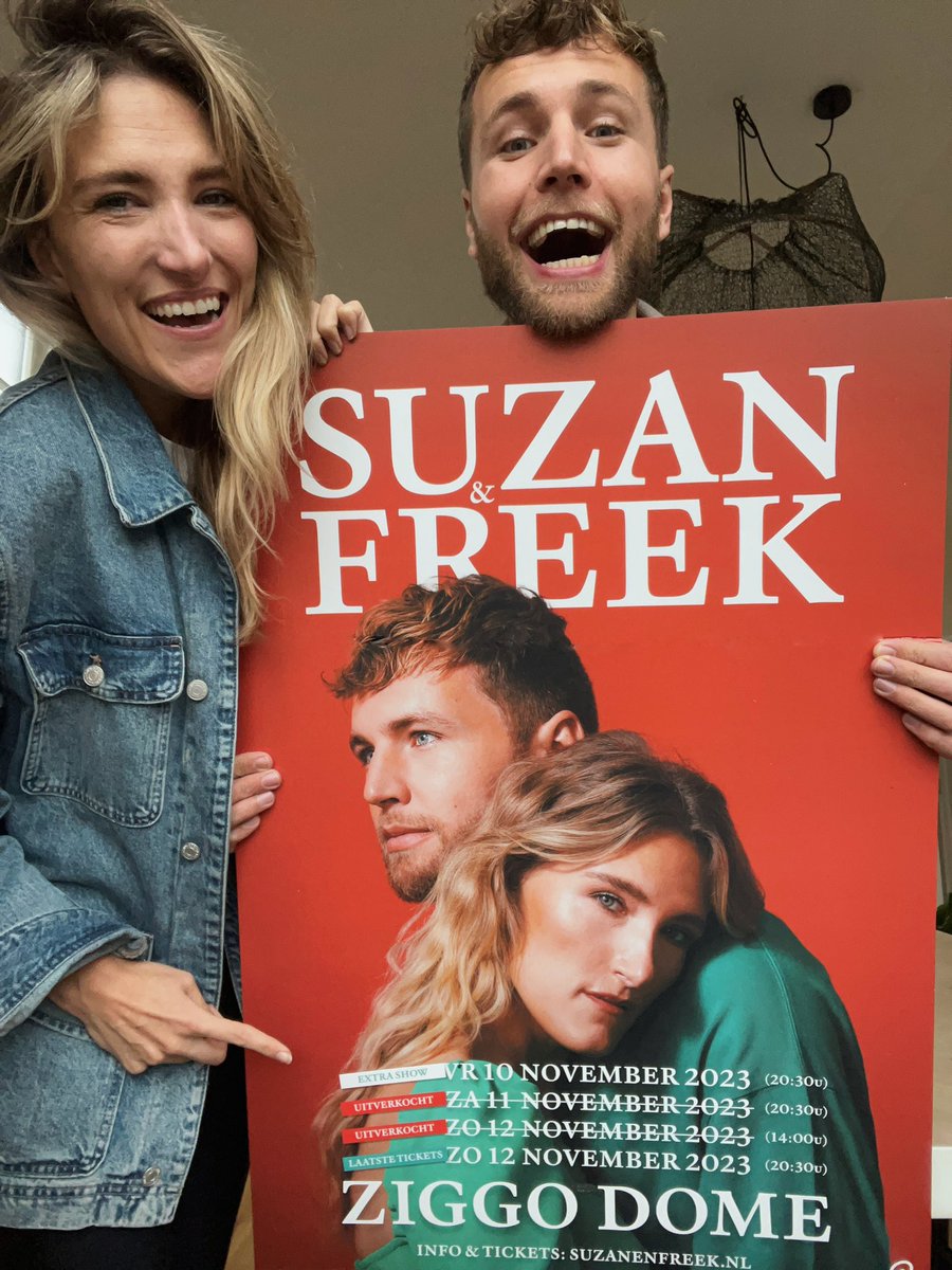 Suzan & Freek (@suzanenfreek) on Twitter photo Ongelofelijk, vanwege de grote vraag naar kaarten mogen we een 4e show in de <a href="/ZiggoDome/">Ziggo Dome</a> aankondigen.. wat gebeurt er hier allemaal?! 😭🤯 Kaarten voor vrijdagavond 10 nov zijn vanaf nu te verkrijgen! De shows op zaterdagavond & zondagmiddag zijn inmiddels al uitverkocht 💃🕺🏼🪩 Ongelofelijk, vanwege de grote vraag naar kaarten mogen we een 4e show in de <a href="/ZiggoDome/">Ziggo Dome</a> aankondigen.. wat gebeurt er hier allemaal?! 😭🤯 Kaarten voor vrijdagavond 10 nov zijn vanaf nu te verkrijgen! De shows op zaterdagavond & zondagmiddag zijn inmiddels al uitverkocht 💃🕺🏼🪩
