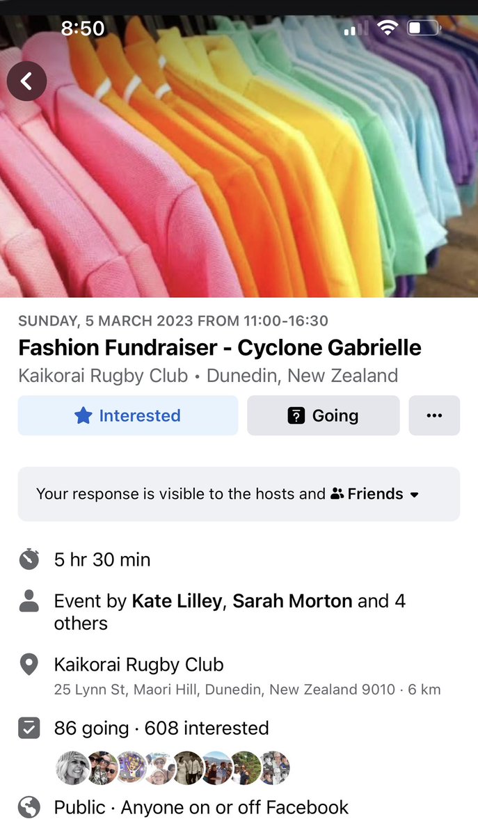 Dunedinites - Mark your calendars now! Some wonderful people are organising a Cyclone Gabrielle Fashion Fundraiser. Sunday 5 March at Kaikorai Rugby Club <a href="/KateLilley2/">Kate Lilley</a> #gigatowndunedin