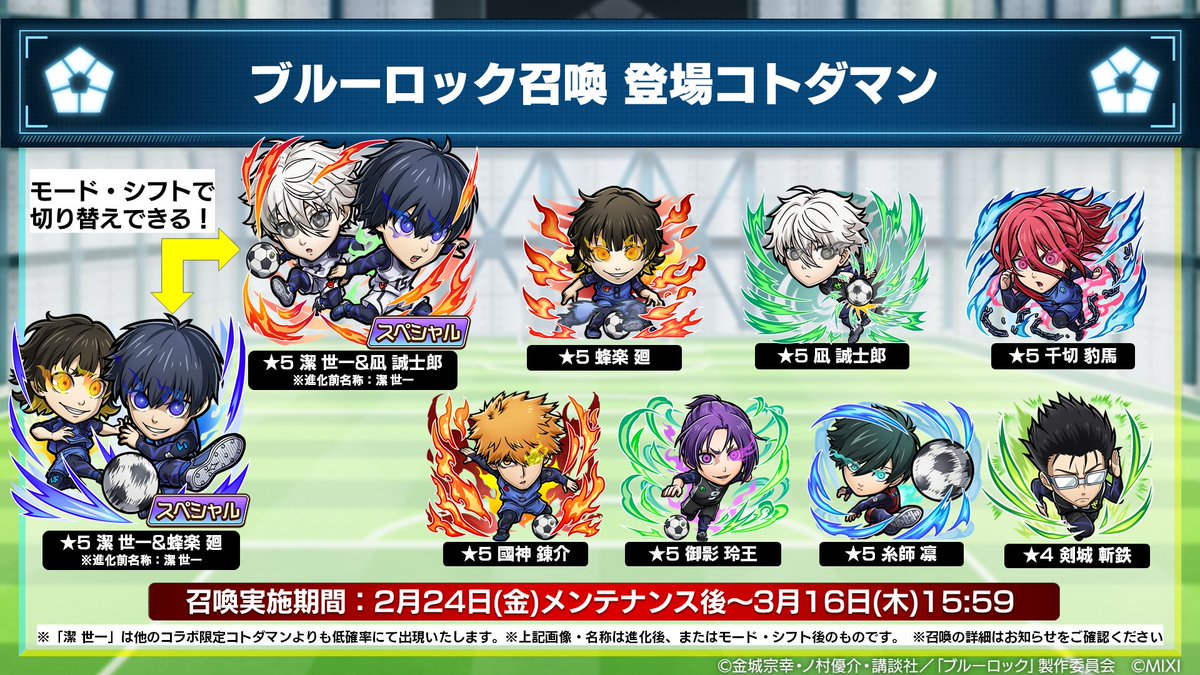 ブルーロック召喚】開催！🌟 このコラボコトダマンが登場じゃ😇 潔 世