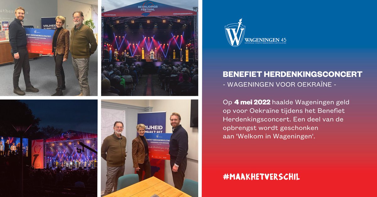 € 6.000! Dat mochten @esthervdzee en <a href="/JackBogers/">Jack Bogers</a>  voor <a href="/Welkominwagenin/">Welkom in Wageningen</a>  in ontvangst nemen. Het is een deel van de opbrengst van het Benefiet Herdenkingsconcert 'Wageningen voor Oekraïne'.

<a href="/Wageningen45/">Wageningen45</a>