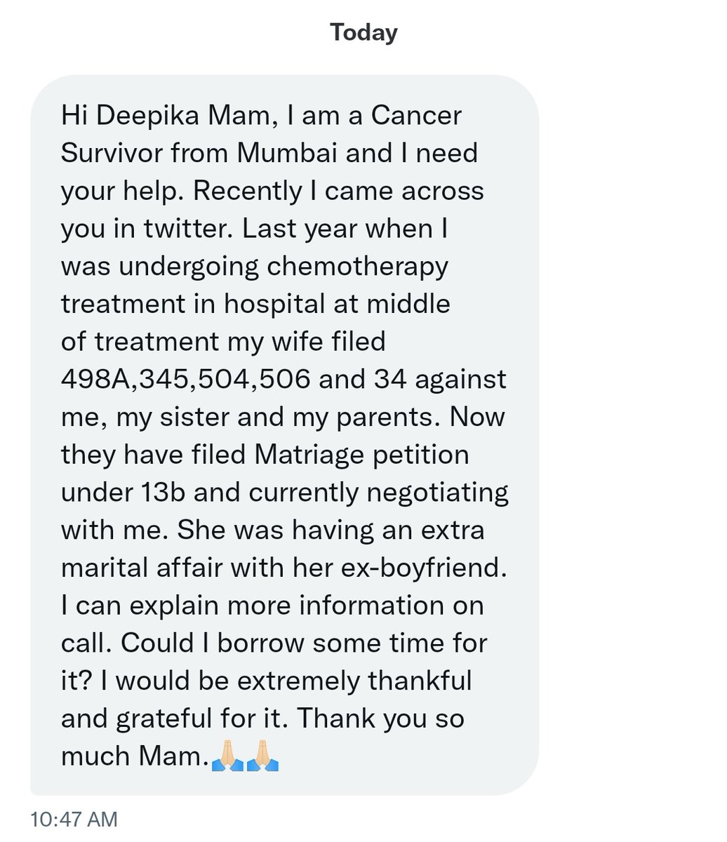 DeepikaBhardwaj's tweet photo. Dowry case on husband who was undergoing chemotherapy because she wanted to have fun with Boyfriend https://t.co/PVX1yOpjmm