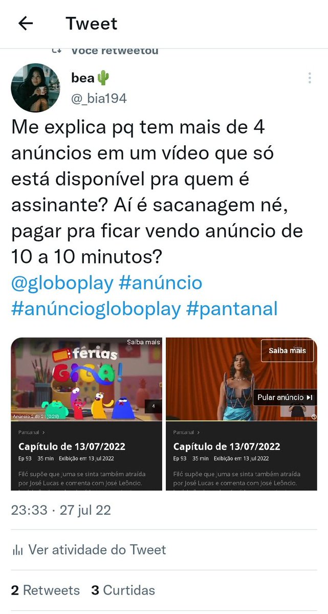 _bia194's tweet photo. @globoplay @WilliamSantosR Me explica isso aqui então, pq q eu saiba capítulos de novela é exclusivo para assinante, e continua tendo anúncio https://t.co/vwww3OphbT
