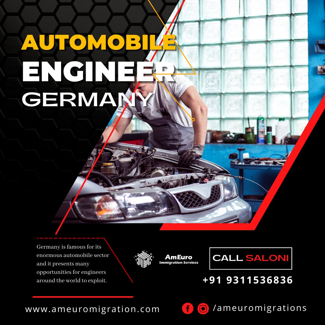 ameuromigrtion's tweet image. ~ Automobile Engineer in Germany....

☎ Tel.: Call Saloni +91 9311536836
📮 Email: info@ameuromigration.com
💻 Web: ameuromigration.com
.
.
#ameuromigration #automobileengineer #engineer #germany #germanyvisa #germanystudyvisa #germanyjobvisa #workvisa #visaconsultants