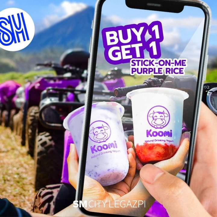 TeamJoshuaHK's tweet photo. Enjoy a FREE Koomi hoodie*, Koomi Klub Card, and a BUY 1 GET 1 Stick-On-Me Purple Rice at #KoomiSMCityLegazi, Ground Floor. Drop by on March 3, Friday to get your hands on these #GuiltlessGoodness treats! @iamjoshuagarcia π
#KoomiPH
https://t.co/FjdZqXFz9C https://t.co/9ksC4HZwm0