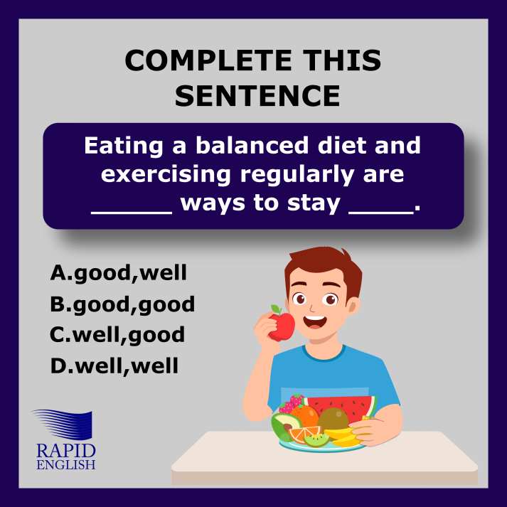 RapidEnglish4u's tweet image. Test your grammar skills with our quiz - do you know the difference between good and well? #EnglishLesson

Download the app:linktree.com/rapidenglish4u