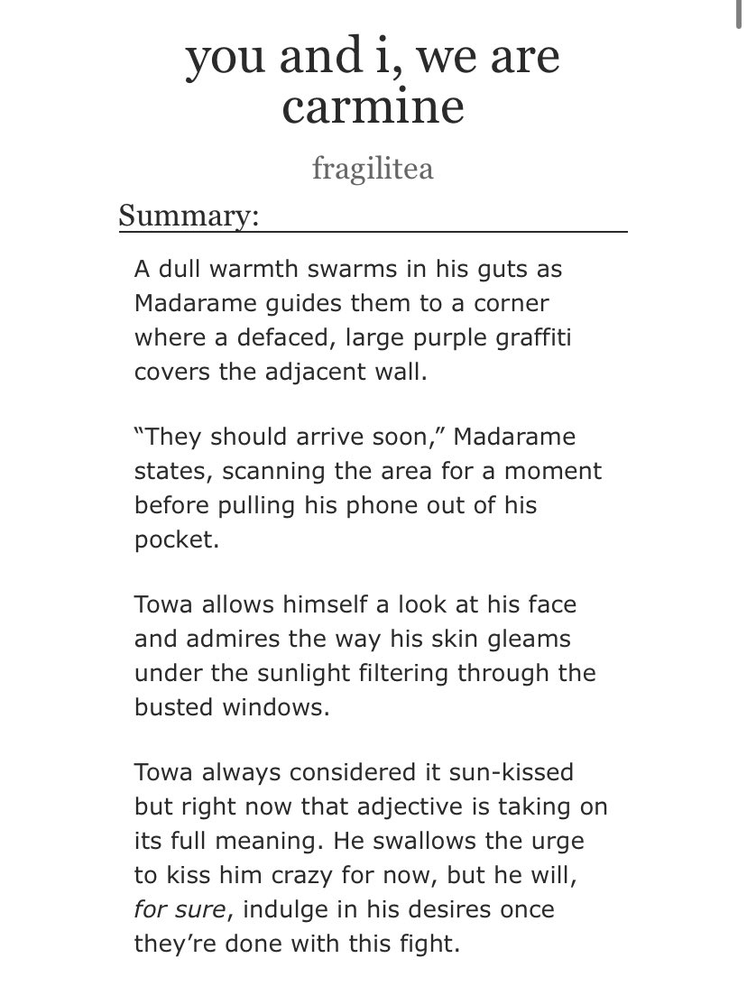 hello <a href="/k0batos/">cha_haya 🌒🗼</a>, i was your secret valentine for the #SlowDamageSecretValentines (<a href="/slowdamageparty/">Slow Damage💕Secret Valentine’s</a>) !

sorry for being so late. i wrote madatowa going on a very special date and making out just after that :) hope you’ll like it.

ao3.org/works/45286663

#SlowDamage #スロダメ