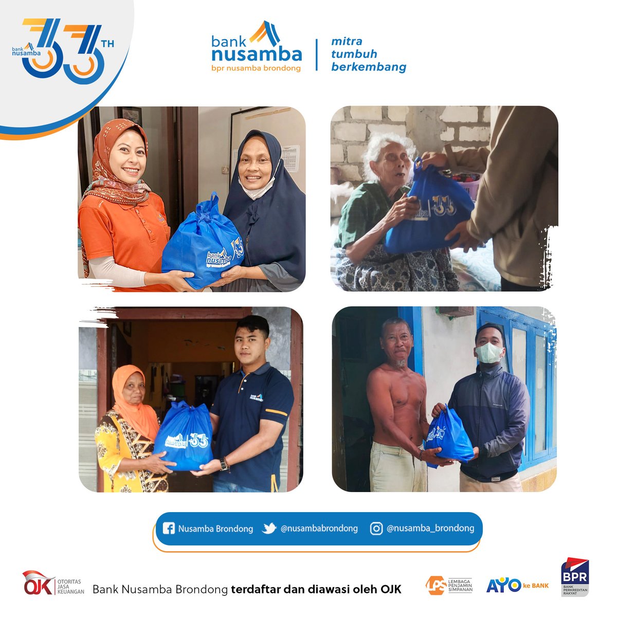 NusambaBrondong's tweet photo. Berbagi adalah bentuk lain dari rasa bersyukur,
berbagilah dengan sesama tanpa mengharapkan apapun.
.
#syukur #hut33 #banknusamba #nusamba #berbagi https://t.co/mrLrdk8LjJ