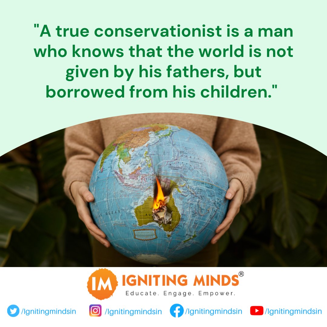 "A true conservationist is a man who knows that the world is not given by his fathers, but borrowed from his children." —John James Audubon. Accept the #GreenIndiaChallenge to become a true conservationist. Link in Bio!

#HaraHaiTohBharaHai #SaveSoil #GlobalWarming #Conservation