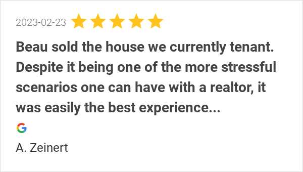 BeautiqueRealty's tweet photo. New 5.0-star Review: "Beau sold the house we currently tenant. Despite it being one of the more stressful... https://t.co/YYniGnODun