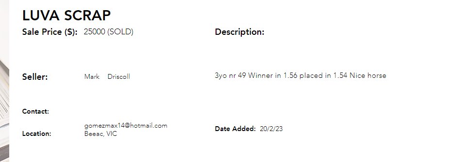 ***** SOLD *****  - thanks to Mark for advertising with us again.