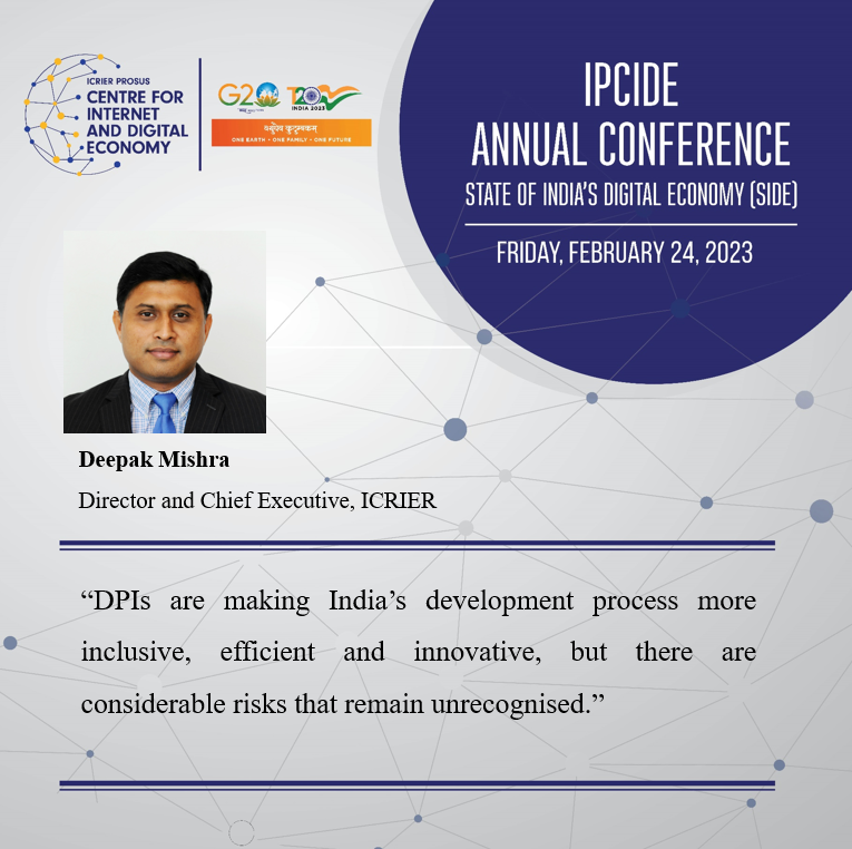 ipcide's tweet photo. The Digital Public Infrastructure focus of SIDE Part II explores the various benefits and risks to India's growing DPI story.
#IPCIDE #Think20
@g20org
@T20org
@ICRIER
@Prosusgroup https://t.co/VNn6kGGLvZ