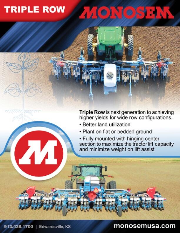 monosemusa's tweet photo. Monosem new Triple Row Planter for wide row configurations. #Soybeans #RowRice https://t.co/cgsSd6Thc8