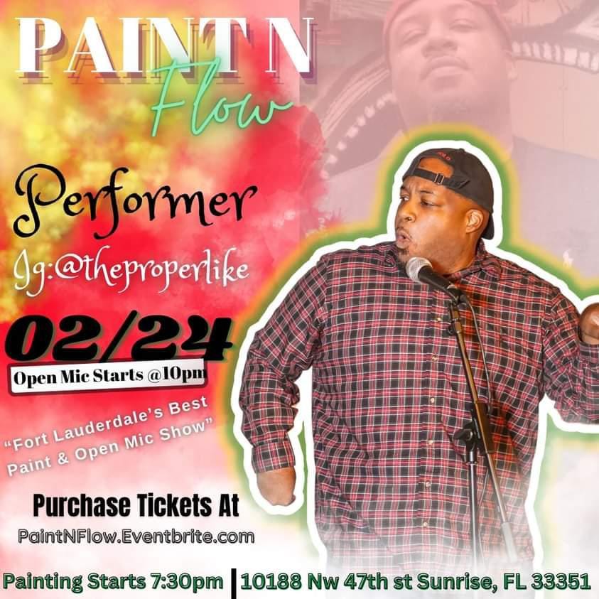 friday feb. 24 . . . real vibes!

new location!
10188 nw 47th st, sunrise, fl

purchase tickets now: paintnflow.eventbrite.com 

sip | shop | paint | jamaican food | 🌬💨 | poetry &amp; vibez

#poetry #rnb #dancehall #spokenword #spokenwordpoetry #vibez #paintandflow  #sipandpaint