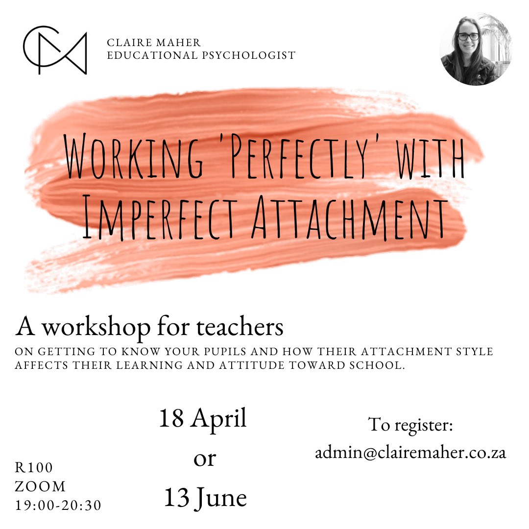 cm_psychologist's tweet photo. I'm hosting Working ‘Perfectly’ With Imperfect Attachment. Would you like to attend?
https://t.co/XURiET6OHc https://t.co/w9AJM0xYeG