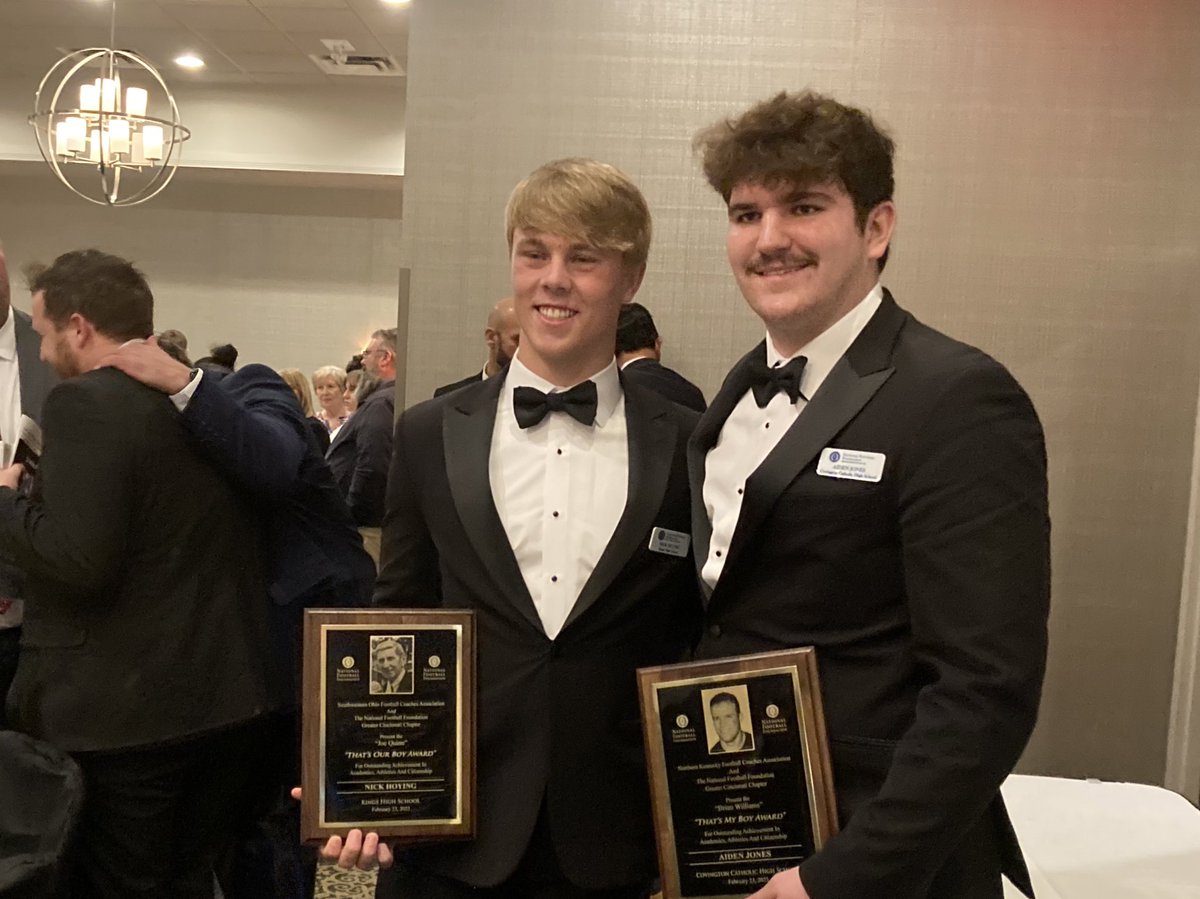 Congratulations to Nick Hoying of Kings and Aiden Jones of CovCath. They were named the top football scholar-athletes in Cincinnati and Northern Ky Thursday night.<a href="/WCPO/">WCPO 9</a>