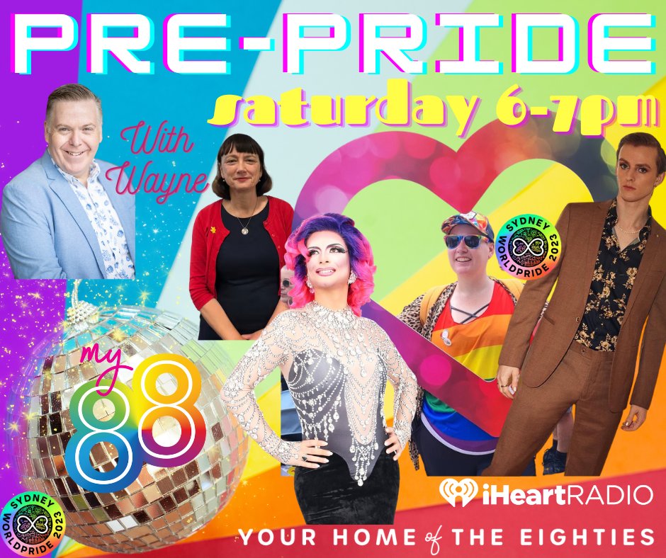 My88_FM's tweet photo. Tomorrow 6-7pm just before our #MardiGras #PartyMix, we have #PrePride, hosted by Wayne. We'll play some great tracks and chat to some special guests:
Drag Singing Queen Kara Zmatiq
Actor/Singer Adam Noviello
Cancer Council's Jenni Bruce
Friend of the station, Ellie Thomson https://t.co/rL1NPP7imm
