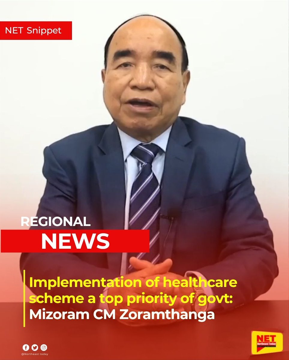 NortheastToday's tweet photo. #Mizoram | CM Zoramthanga said the implementation of the healthcare scheme is one of the top priorities of his government under the state’s flagship programme Socio-Economic Development Policy (SEDP).
#healthcarescheme #beneficiaries #MizoramGovernment #SEDP #MSHCS #Zoramthanga https://t.co/yWiyf3LYfd