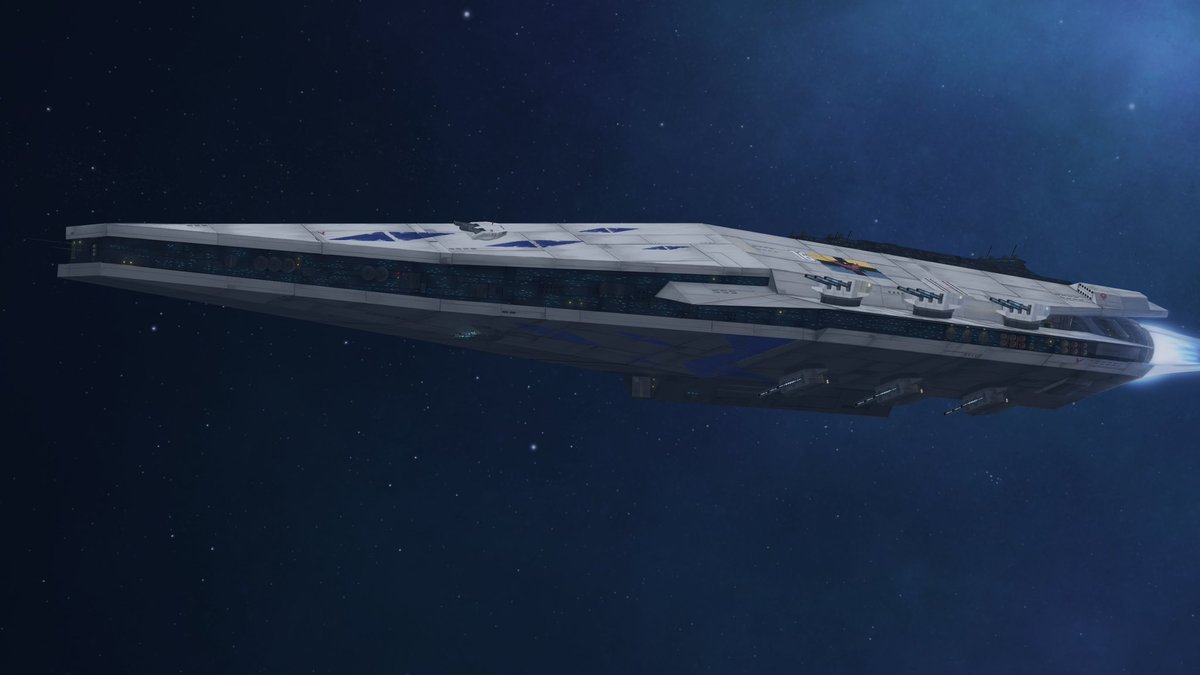 ManArkania's tweet photo. she’s done!! here’s my digital rendition of the Retribution-class Battleship, a ship I first built in Blocksworld nearly four years ago. https://t.co/3Bs6eSCnV0