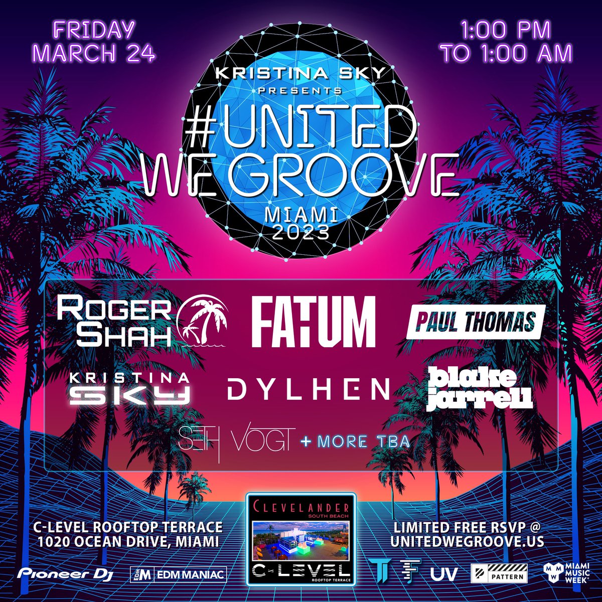 UnitedWeGroove (@unitedwegroove_) on Twitter photo 🔉 Excited to announce @Roger_Shah @FatumMusic @djPaulThomas <a href="/KristinaSky/">Kristina Sky ✨☁️🌛</a> @djDylhen <a href="/BlakeJarrell/">Blake Jarrell</a> & <a href="/Seth_Vogt/">Seth Vogt</a> will join us on the Miami rooftop! 🙌🏼🌴🌅 Stay tuned for phase 2 after weekend 😎
FREE RSVP (Limited) 👉🏼 bit.ly/UnitedWeGroove…
FB Event 👉🏼 bit.ly/UWGMIA23FB 🔉 Excited to announce @Roger_Shah @FatumMusic @djPaulThomas <a href="/KristinaSky/">Kristina Sky ✨☁️🌛</a> @djDylhen <a href="/BlakeJarrell/">Blake Jarrell</a> & <a href="/Seth_Vogt/">Seth Vogt</a> will join us on the Miami rooftop! 🙌🏼🌴🌅 Stay tuned for phase 2 after weekend 😎
FREE RSVP (Limited) 👉🏼 bit.ly/UnitedWeGroove…
FB Event 👉🏼 bit.ly/UWGMIA23FB