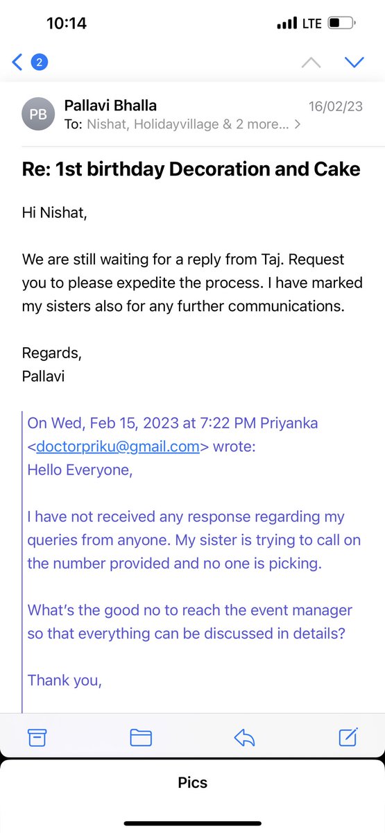 pallavikumari_1's tweet photo. @TajHotels this we have been following for last one month. No one picks up the phn and no action on email too. Worst hotel to go for @jagograhakjago @MIB_India https://t.co/LHMFVGos7L