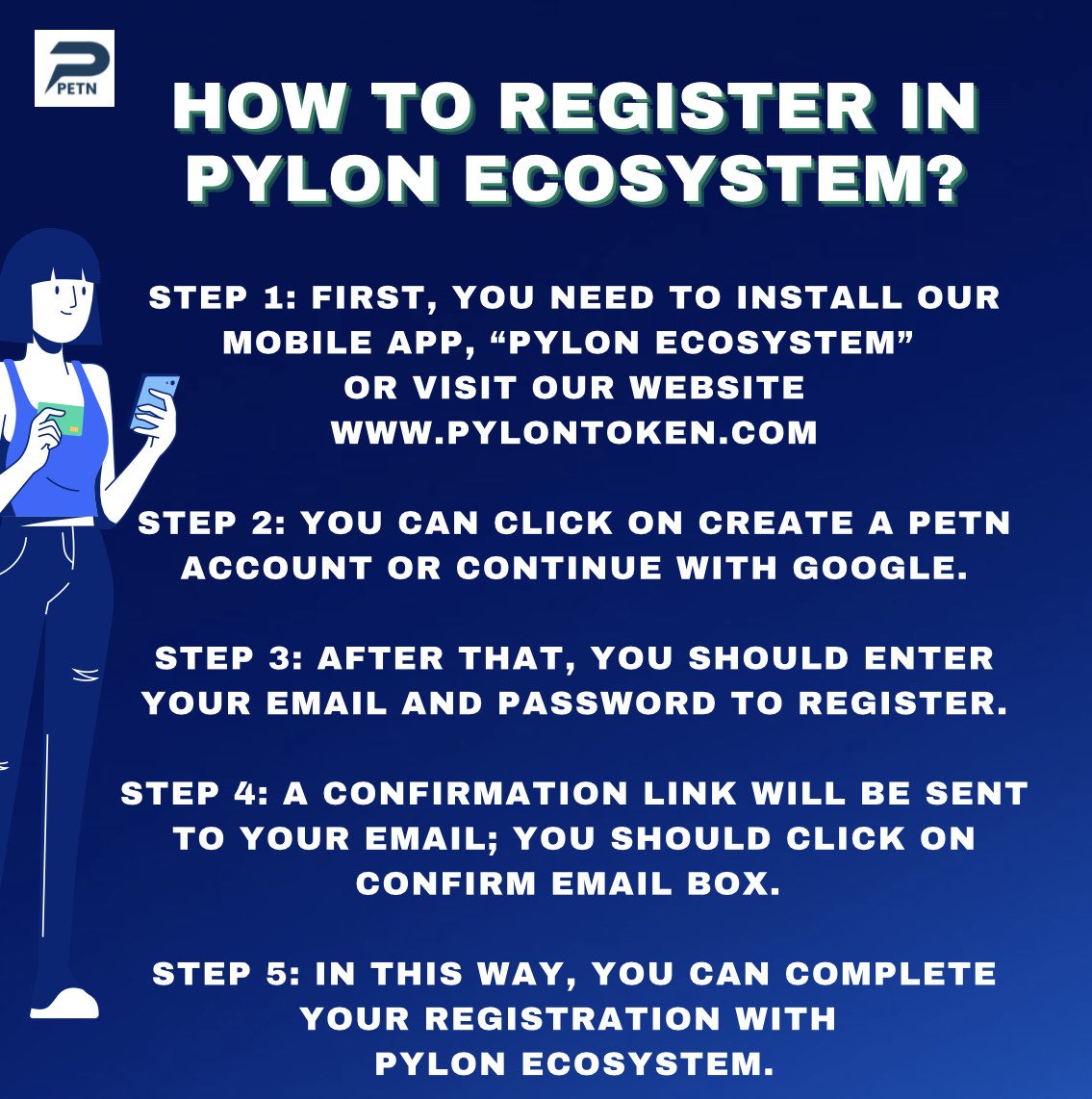 pylonecosystem's tweet photo. Tutorial to register in Pylon Ecosystem.
Visit our website for more: https://t.co/BFg0wQrbqr
#petn #pylonecosystem #Crypto #cryptocurrency #Airdrops https://t.co/oXWK2iU3UA
