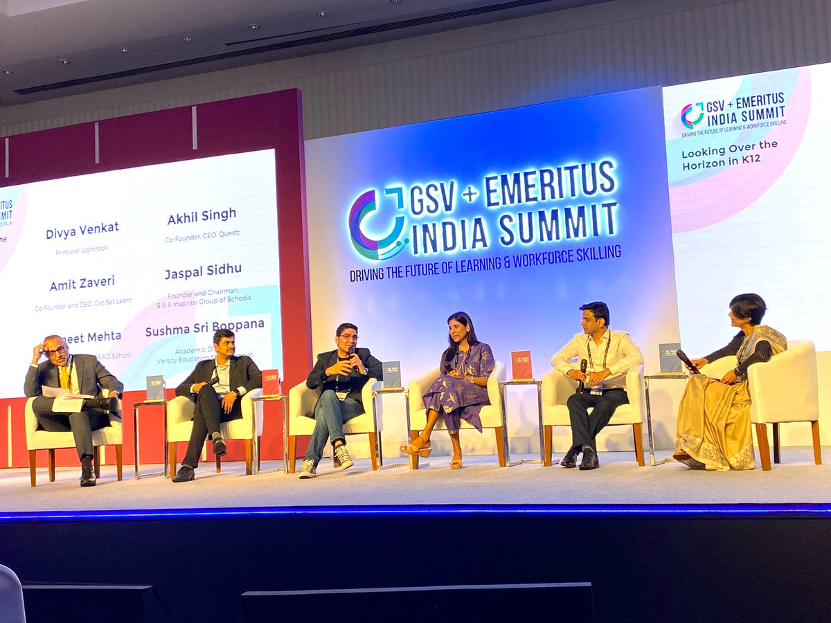 leadgroupindia's tweet photo. LEAD Co-Founder and CEO, @mehtasumeet takes the stage in a panel discussion on Looking Over the Horizon in K12 at the GSV + Emeritus India Summit on February 20th, 2023. 📍🎤

Thank you @gsvventures and @EmeritusIndia, for highlighting future trends in K-12 #SchoolEdtech📚 🥰 https://t.co/ZIfSE16Sf3