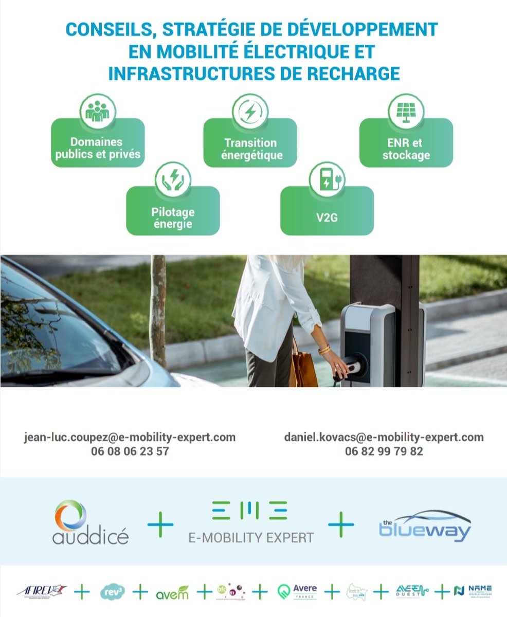 🔝 Vous ne connaissez pas encore @E_Mobility_Expe, BE indépendant, expert en Electro-Mobilité et déploiement d'infrastructures de recharge ⁉️ 📢 Voici la nouvelle plaquette découpée en 4 domaines de compétences Notre groupe @auddice auddice.com pour en savoir plus