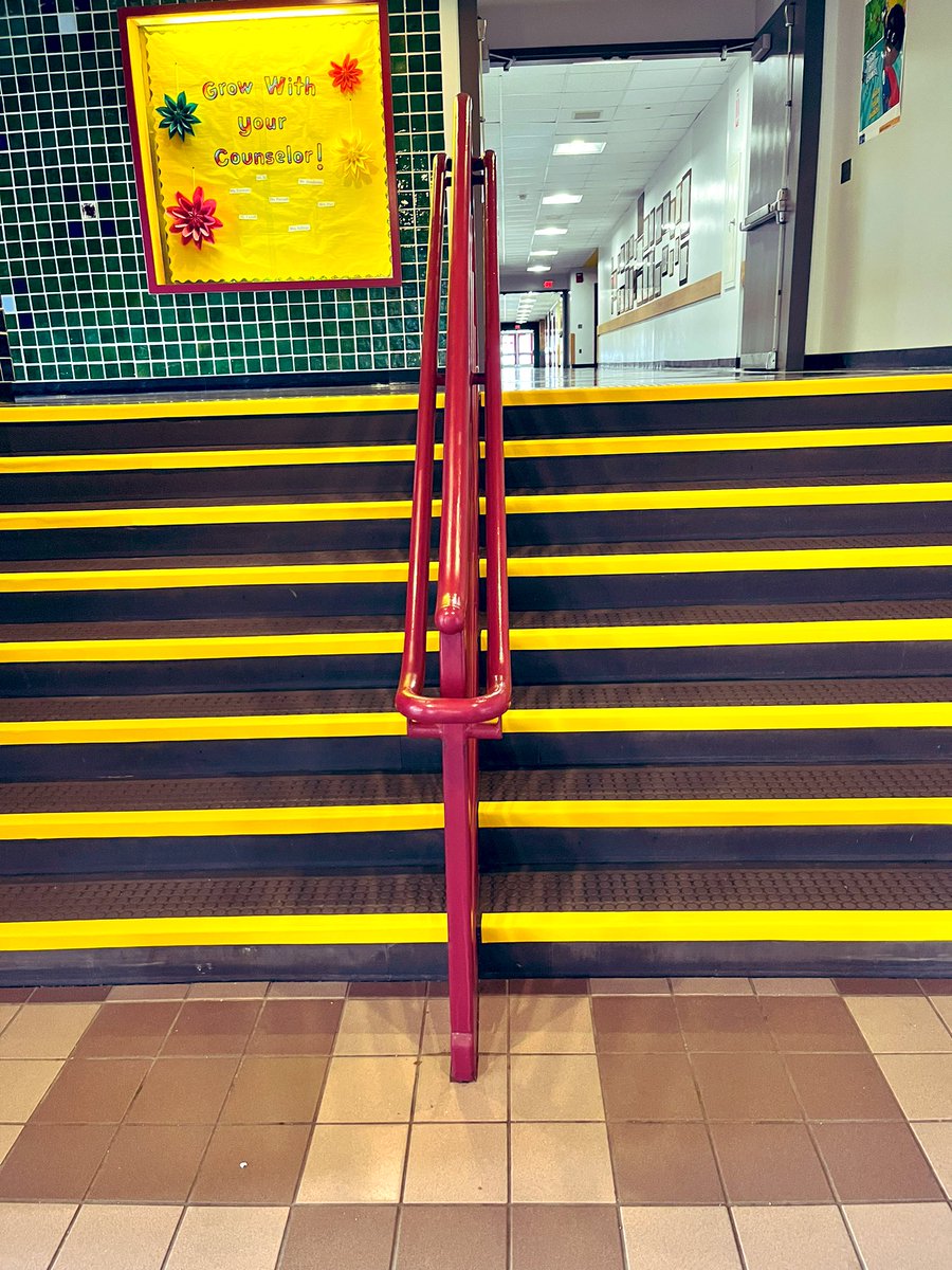 Our custodians are making great improvements during this winter break!  Our stairways now provide a bright visual aid for students! 🤩