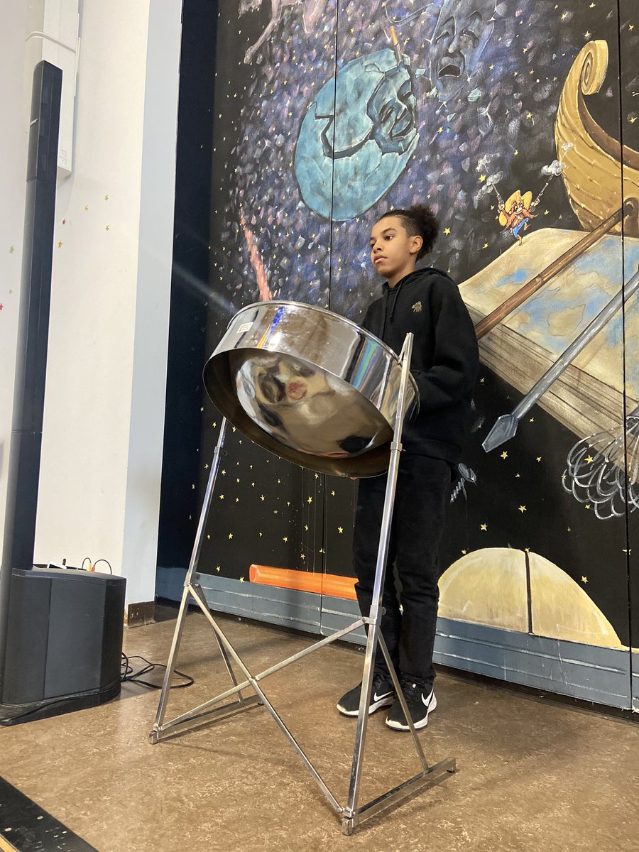 GWSmhaddock's tweet photo. Beautiful way to end our Black History Month Celebrations. 
@steeldrum_kai is a talented YYC youth spreading his love of music! ✨ https://t.co/EIAuP3aNqM