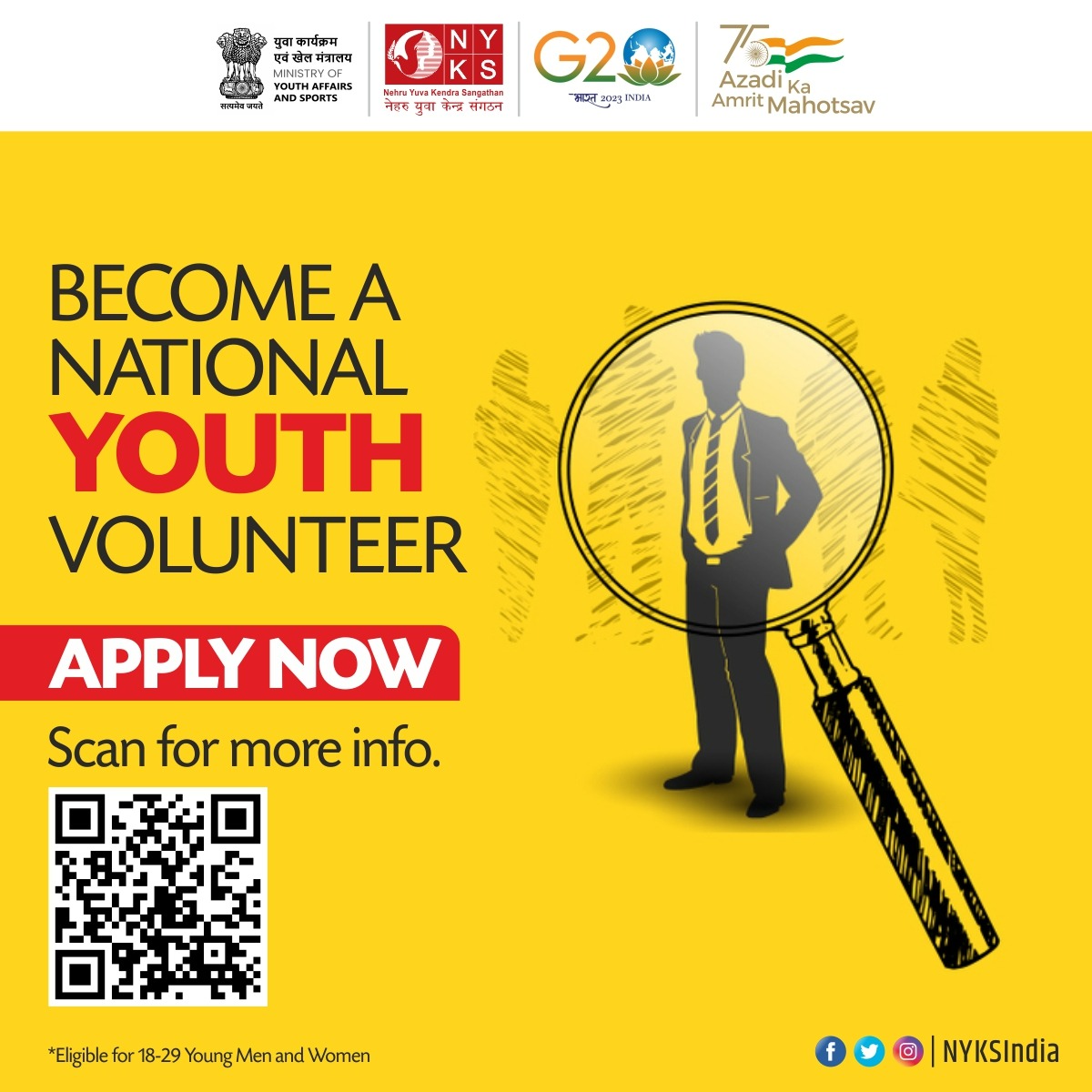 NYKS India on Twitter a National Youth Volunteer. Eligible for