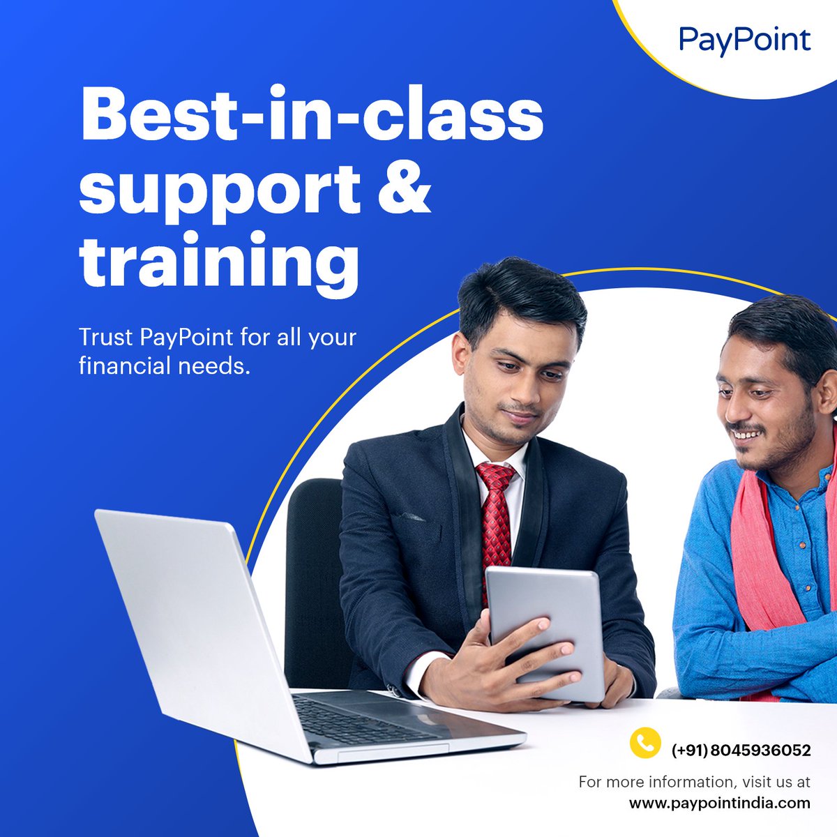 paypointindia's tweet photo. At PayPoint, get the support you need to succeed! Our dedicated regional team, with offices across India, provides the best-in-class support and training to ensure you can use our services with ease.

#paypointindia #aeps #paymentsolutions #financialinclusion #ruralfintech https://t.co/TKimCcfBF7