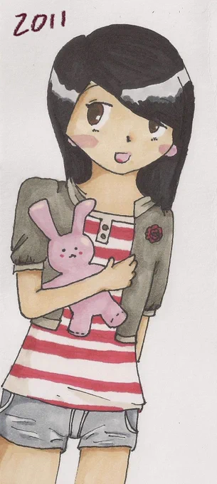 self portrait in 2011 > 2022 .. i am glad I am still drawing traditional art. I think I draw eyes the same? 
