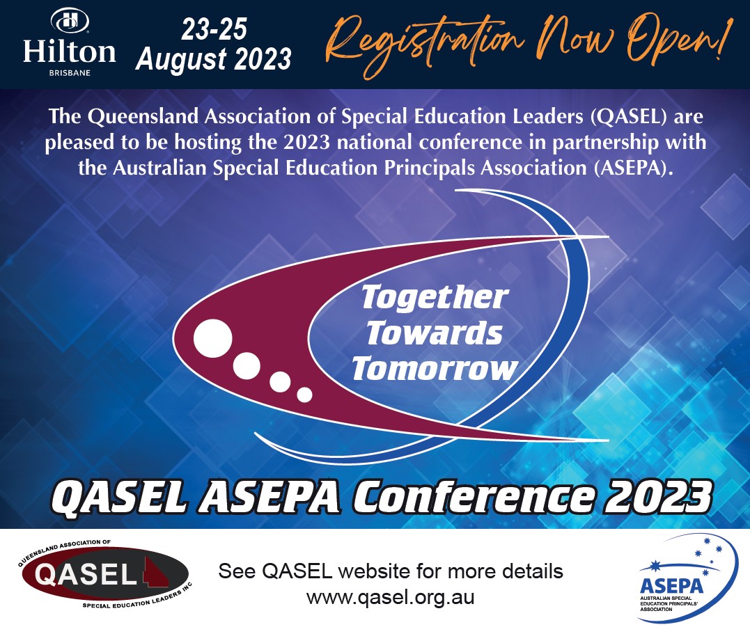 Qld Association of Special Education Leaders (@qasel) on Twitter photo Registrations for the QASEL/ASEPA conference: Together Towards Tomorrow are open now!
web.cvent.com/.../1458cc49-9…...
The 2023 joint QASEL/ASEPA National Conference will attract special education leaders from across the country. <a href="/ASEPA_President/">ASEPA President</a> #QASELcon23 #ASEPAcon23 Registrations for the QASEL/ASEPA conference: Together Towards Tomorrow are open now!
web.cvent.com/.../1458cc49-9…...
The 2023 joint QASEL/ASEPA National Conference will attract special education leaders from across the country. <a href="/ASEPA_President/">ASEPA President</a> #QASELcon23 #ASEPAcon23