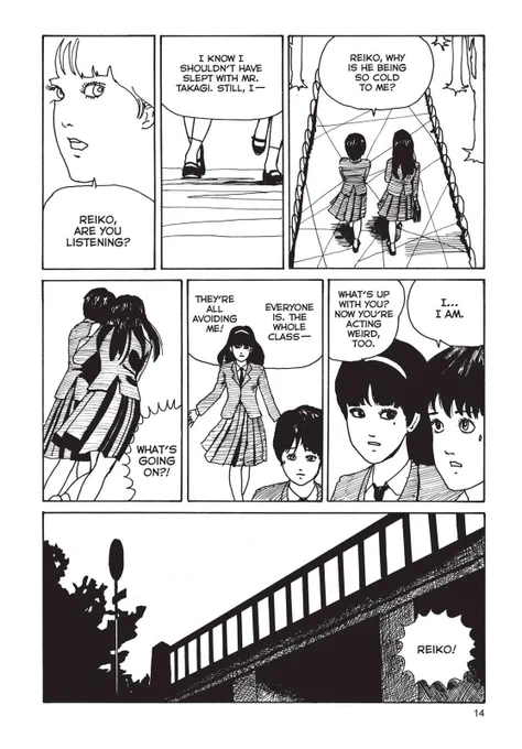 Reading Tomie and honestly I love the way Ito used to panel his manga… there's less detail but he makes up for it in the use of negative space that directs the flow of the narrative really well 