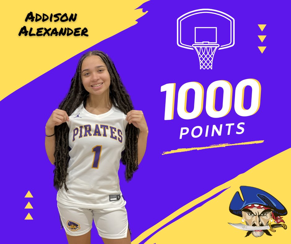 Congratulations to <a href="/_Addison3/">Addison Alexander</a>  on reaching the 1,000 point milestone tonight. She is only the 8th player in Lady Pirate history to reach that mark. Addi is just a junior so she has still has another year to add to that total.