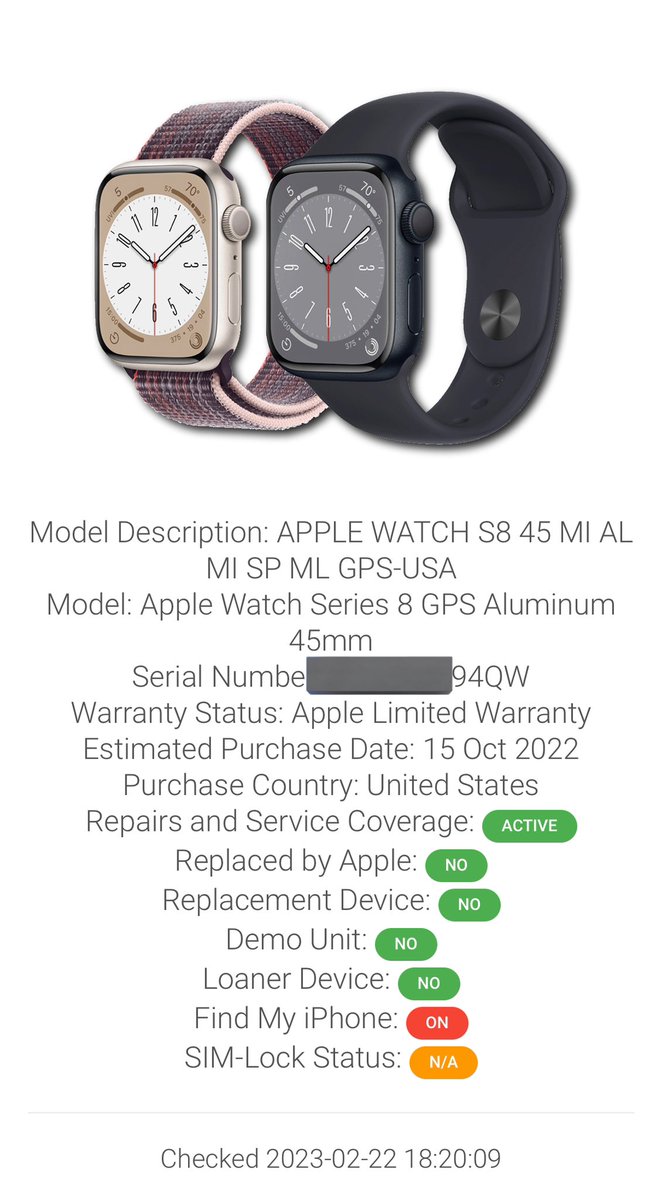 MobiliZeLK's tweet photo. iCIoud Clean Apple Watch Series 8 Sold By ; COSTCO WHOLESALE USA πΊπΈ has been successfully,
U N L O C K E D βοΈ
#CleanSlow #MobiliZeLK https://t.co/1BNnhHHrEQ