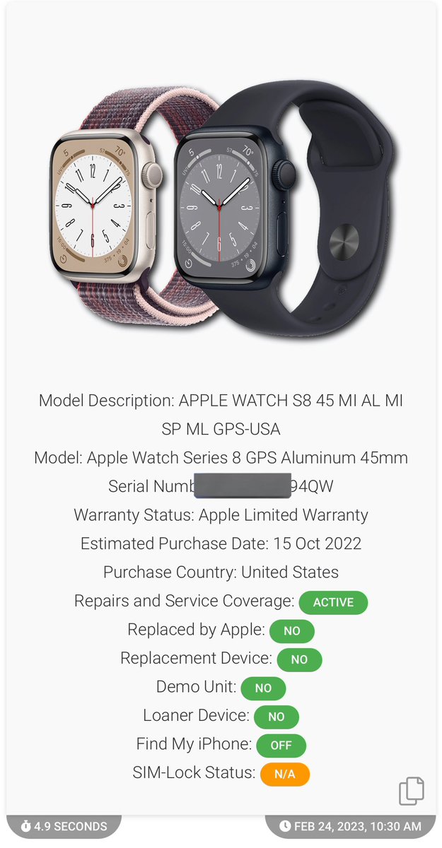 MobiliZeLK's tweet photo. iCIoud Clean Apple Watch Series 8 Sold By ; COSTCO WHOLESALE USA πΊπΈ has been successfully,
U N L O C K E D βοΈ
#CleanSlow #MobiliZeLK https://t.co/1BNnhHHrEQ