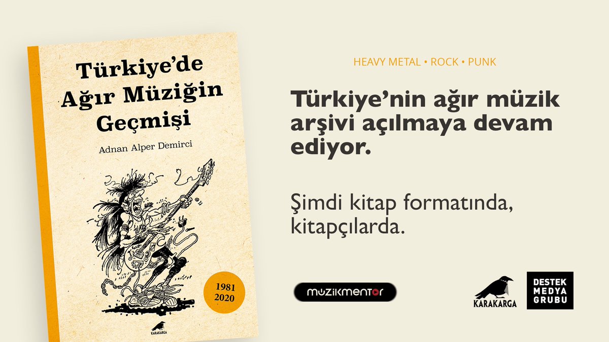 trde_agir_muzik's tweet photo. Kitabımız çıktı, duymayan kalmasın. Karakarga Yayınları müzikmentor Kitaplığı'nda 2 numara olarak yerimizi aldık. 

Muhtelif kitapçılarda ve online mağazalarda çeşitli fiyatlardan satılıyor. Alınca fotoğraf çekip paylaşmayı ihmal etmeyin, çünkü bizim elimize anca Mart'ta gelecek. https://t.co/X26m9SEpah