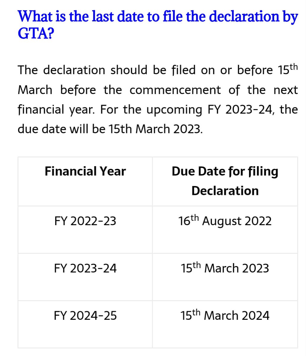 procap_india's tweet photo. The option to file a declaration for payment under FCM by GTA has been enabled on the GST Portal, 15th March 2023 is the last date for  FY 2023-24.

@procap_india 

#gst #gstupdate #declarationforfcm #professionalcapsule https://t.co/6vj6L8GTzU