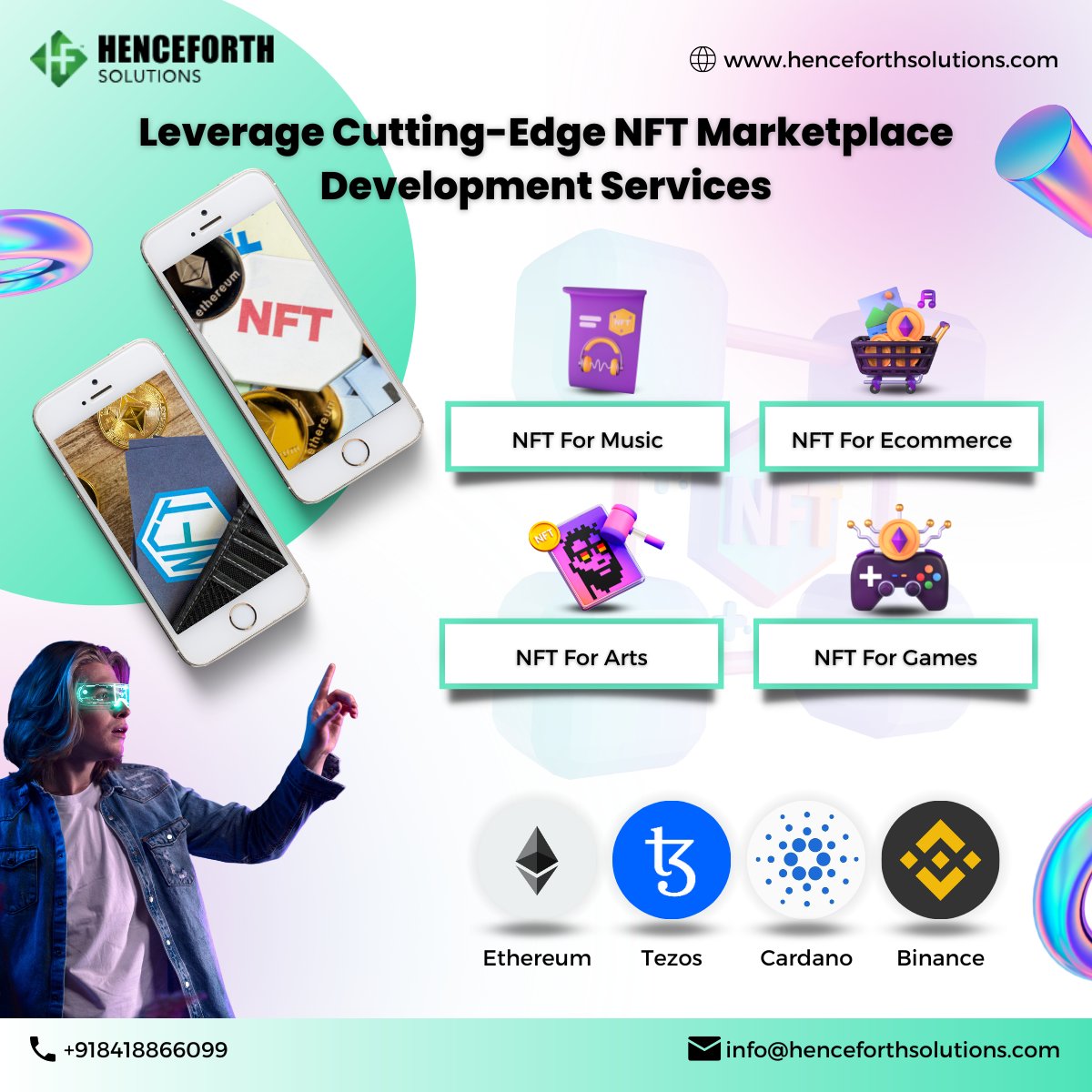 appHenceforth's tweet photo. Use State-of-the-Art NFT Marketplace Development Services. Use buy, sell, or trade original digital goods, including music, artwork.
Reach out to us:
🌐https://t.co/uoRJGjQiAL
📲+91 8418866099
#nftmarketplace #nft #nftcommunity #nftart #nfts #nftcollector #HenceforthSolutions https://t.co/sh5pH69aSd