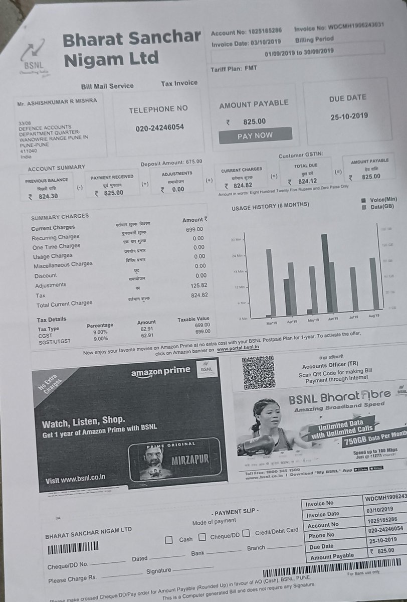 AshishM3191's tweet photo. I'm waiting for a refund of the security deposit amount since 28-10-2019.
I'm also waiting for refund for the adjustment of 5% discount on all bill of Broadband connection since 28-10-2019. Hope 3yrs 3 months are enough for refund. @BSNLCorporate @PMOIndia https://t.co/bnRAASPMPR