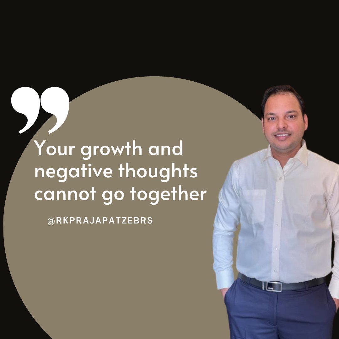 Rakeshzebrs's tweet photo. Your growth and negative thoughts
cannot go together
-Rakesh Prajapat
#rkprajapatzebrs #zebrs #fastemi #motivationalquote #lovequotes #thoughts #follow #yourself #happy #SelfieeReview https://t.co/uIPWDKiFY1