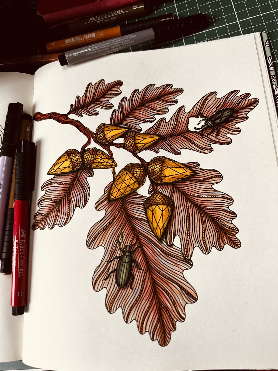 CosyColoring's tweet photo. I’m loving this coloring book  📕 🤩. The #FaberCastell Artist Pitt pens glide on the paper wonderfully! #Daydreams #HannaKarlzon  #Rosy_Myart https://t.co/pmcTx8Zevq